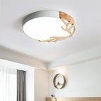 Contemporary Nordic Round Deer Iron Acrylic Lampshade LED Flush Mount Ceiling Light For Bedroom Lumendat