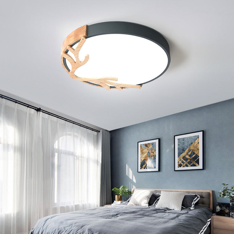 Contemporary Nordic Round Deer Iron Acrylic Lampshade LED Flush Mount Ceiling Light For Bedroom Lumendat