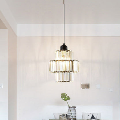 Contemporary Simplicity Dome Columnar Glass Lampshade Iron Resin 1 - Light Pendant Light For Dining Room