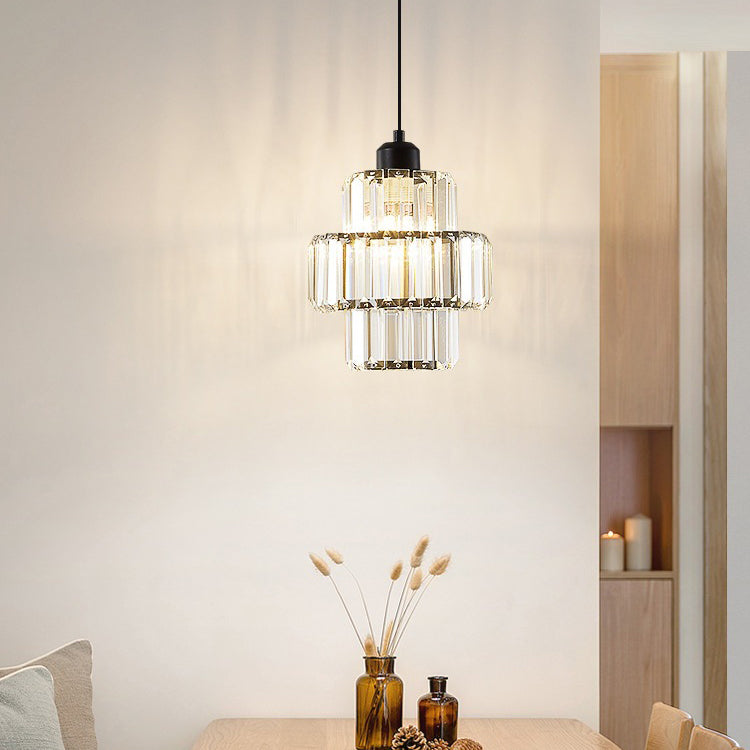 Contemporary Simplicity Dome Columnar Glass Lampshade Iron Resin 1 - Light Pendant Light For Dining Room