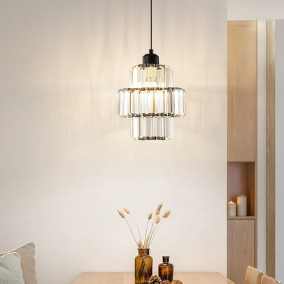 Contemporary Simplicity Dome Columnar Glass Lampshade Iron Resin 1 - Light Pendant Light For Dining Room