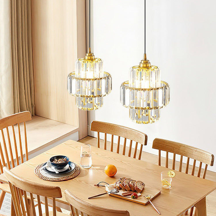 Contemporary Simplicity Dome Columnar Glass Lampshade Iron Resin 1 - Light Pendant Light For Dining Room