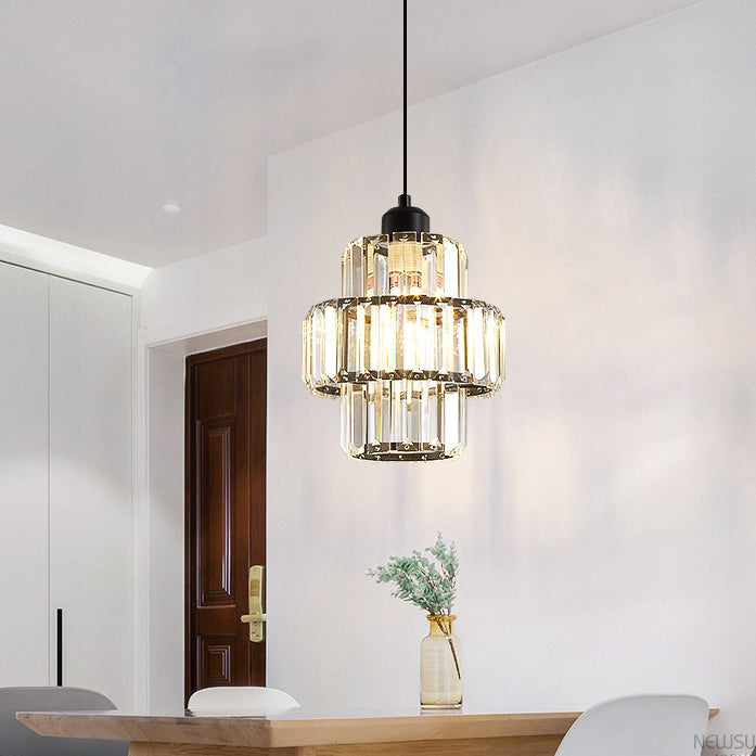 Contemporary Simplicity Dome Columnar Glass Lampshade Iron Resin 1 - Light Pendant Light For Dining Room