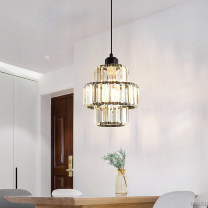 Contemporary Simplicity Dome Columnar Glass Lampshade Iron Resin 1 - Light Pendant Light For Dining Room
