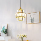 Contemporary Simplicity Dome Columnar Glass Lampshade Iron Resin 1 - Light Pendant Light For Dining Room