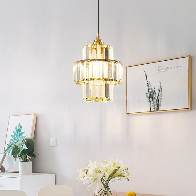 Contemporary Simplicity Dome Columnar Glass Lampshade Iron Resin 1 - Light Pendant Light For Dining Room