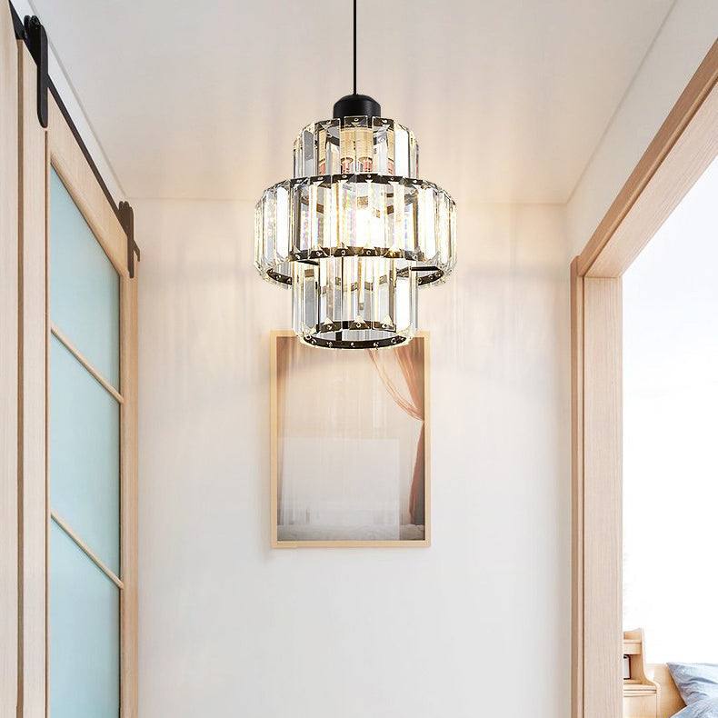 Contemporary Simplicity Dome Columnar Glass Lampshade Iron Resin 1 - Light Pendant Light For Dining Room