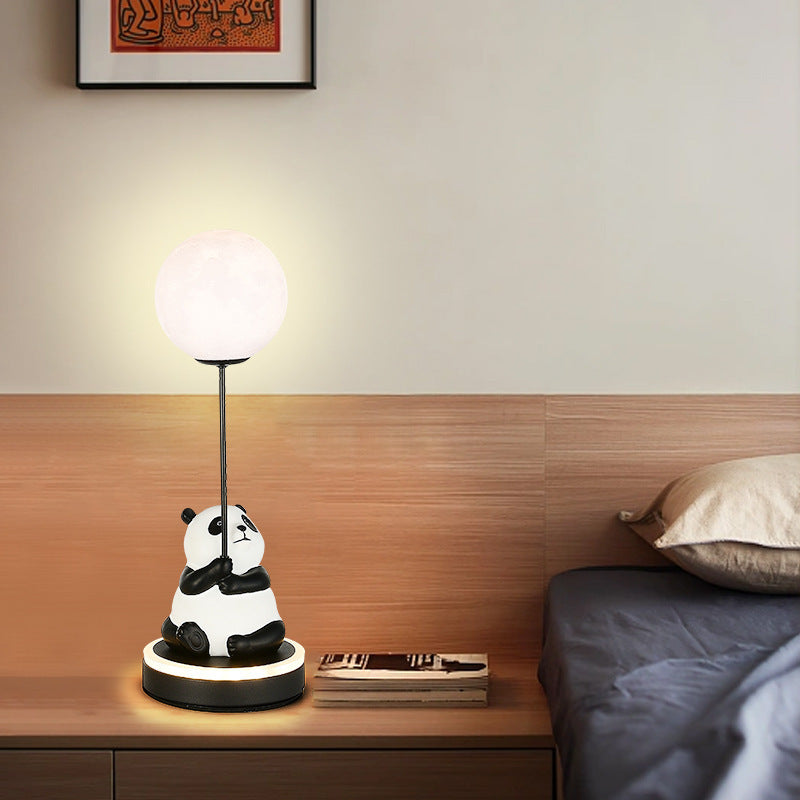 Contemporary Creative Panda Resin Base PVC Lampshade LED Table Lamp For Bedroom Lumendat