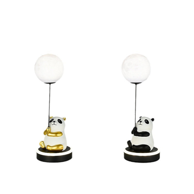 Contemporary Creative Panda Resin Base PVC Lampshade LED Table Lamp For Bedroom Lumendat
