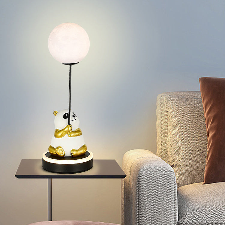 Contemporary Creative Panda Resin Base PVC Lampshade LED Table Lamp For Bedroom Lumendat
