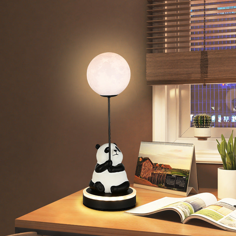 Contemporary Creative Panda Resin Base PVC Lampshade LED Table Lamp For Bedroom Lumendat