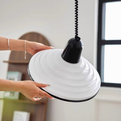 Contemporary Scandinavian Conical Bowl Shape Glass Lampshade Iron 1 - Light Pendant Light For Dining Room