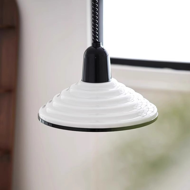 Contemporary Scandinavian Conical Bowl Shape Glass Lampshade Iron 1 - Light Pendant Light For Dining Room