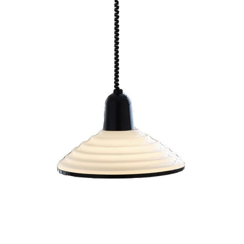 Contemporary Scandinavian Conical Bowl Shape Glass Lampshade Iron 1 - Light Pendant Light For Dining Room