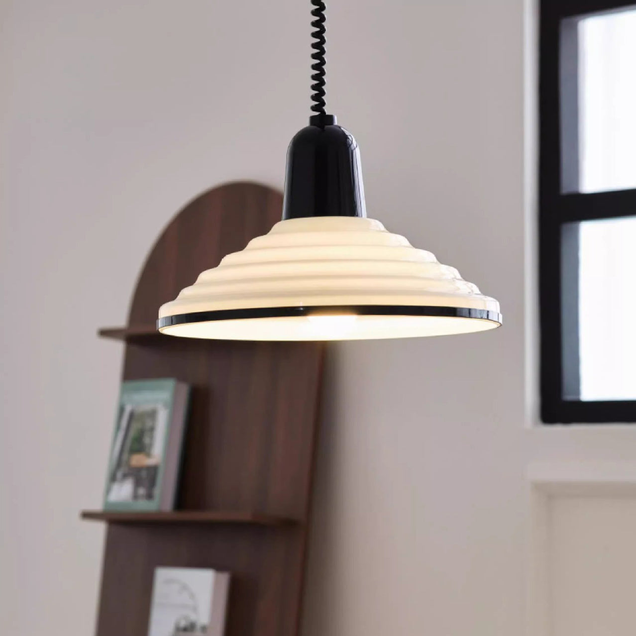 Contemporary Scandinavian Conical Bowl Shape Glass Lampshade Iron 1 - Light Pendant Light For Dining Room