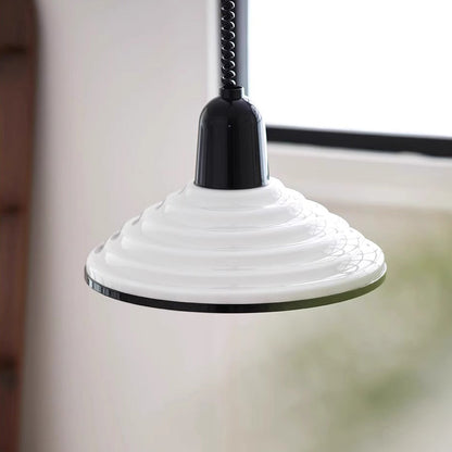 Contemporary Scandinavian Conical Bowl Shape Glass Lampshade Iron 1 - Light Pendant Light For Dining Room