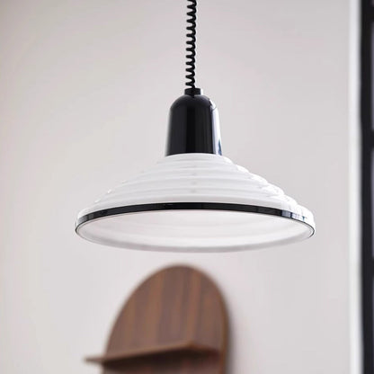 Contemporary Scandinavian Conical Bowl Shape Glass Lampshade Iron 1 - Light Pendant Light For Dining Room