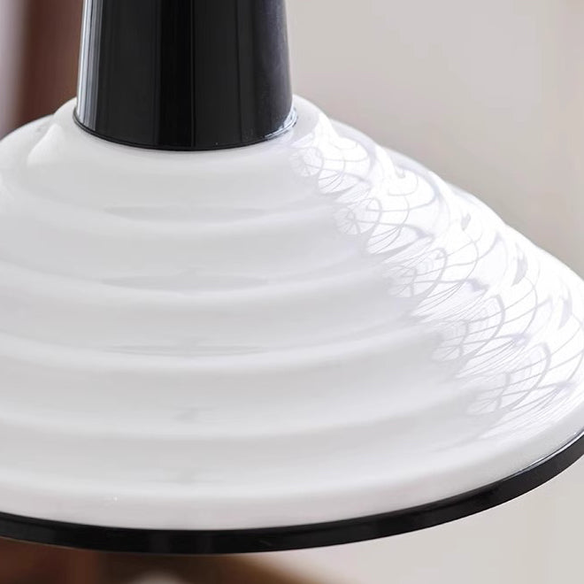Contemporary Scandinavian Conical Bowl Shape Glass Lampshade Iron 1 - Light Pendant Light For Dining Room