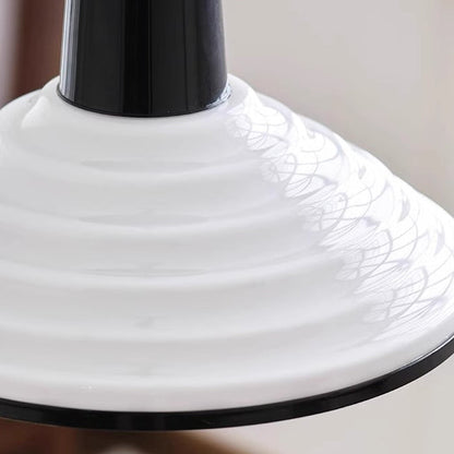 Contemporary Scandinavian Conical Bowl Shape Glass Lampshade Iron 1 - Light Pendant Light For Dining Room
