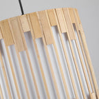 Contemporary Industrial Cylindrical Vertical Lines Bamboo Weaving 1 - Light Pendant Light For Dining Room