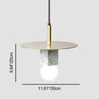 Contemporary Scandinavian Electroplating Metal Square Marble Lampshade 1 - Light Pendant Light For Dining Room