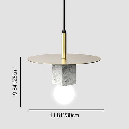 Contemporary Scandinavian Electroplating Metal Square Marble Lampshade 1 - Light Pendant Light For Dining Room