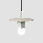 Contemporary Scandinavian Electroplating Metal Square Marble Lampshade 1 - Light Pendant Light For Dining Room