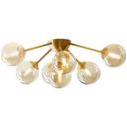 Contemporary Nordic Dome Bubble Orb Copper Glass Lampshade 7/10 - Light Semi-Flush Mount Ceiling Light For Living Room