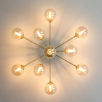 Contemporary Nordic Dome Bubble Orb Copper Glass Lampshade 7/10 - Light Semi-Flush Mount Ceiling Light For Living Room