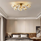 Contemporary Nordic Dome Bubble Orb Copper Glass Lampshade 7/10 - Light Semi-Flush Mount Ceiling Light For Living Room