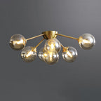 Contemporary Nordic Dome Bubble Orb Copper Glass Lampshade 7/10 - Light Semi-Flush Mount Ceiling Light For Living Room
