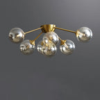 Contemporary Nordic Dome Bubble Orb Copper Glass Lampshade 7/10 - Light Semi-Flush Mount Ceiling Light For Living Room