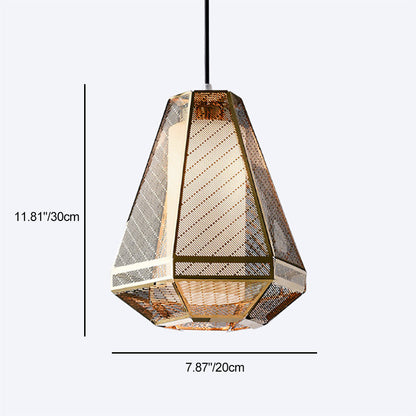 Contemporary Scandinavian Polygonal Cube Hardware Glass Lampshade 1 - Light Pendant Light For Living Room