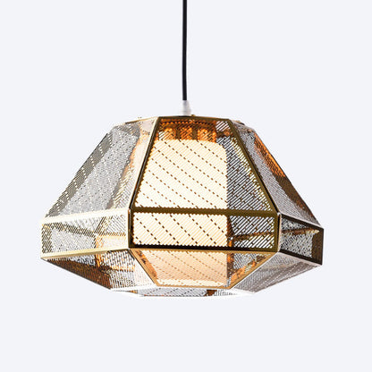 Contemporary Scandinavian Polygonal Cube Hardware Glass Lampshade 1 - Light Pendant Light For Living Room
