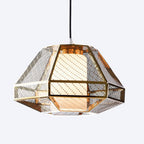Contemporary Scandinavian Polygonal Cube Hardware Glass Lampshade 1 - Light Pendant Light For Living Room