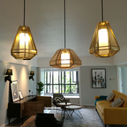 Contemporary Scandinavian Polygonal Cube Hardware Glass Lampshade 1 - Light Pendant Light For Living Room
