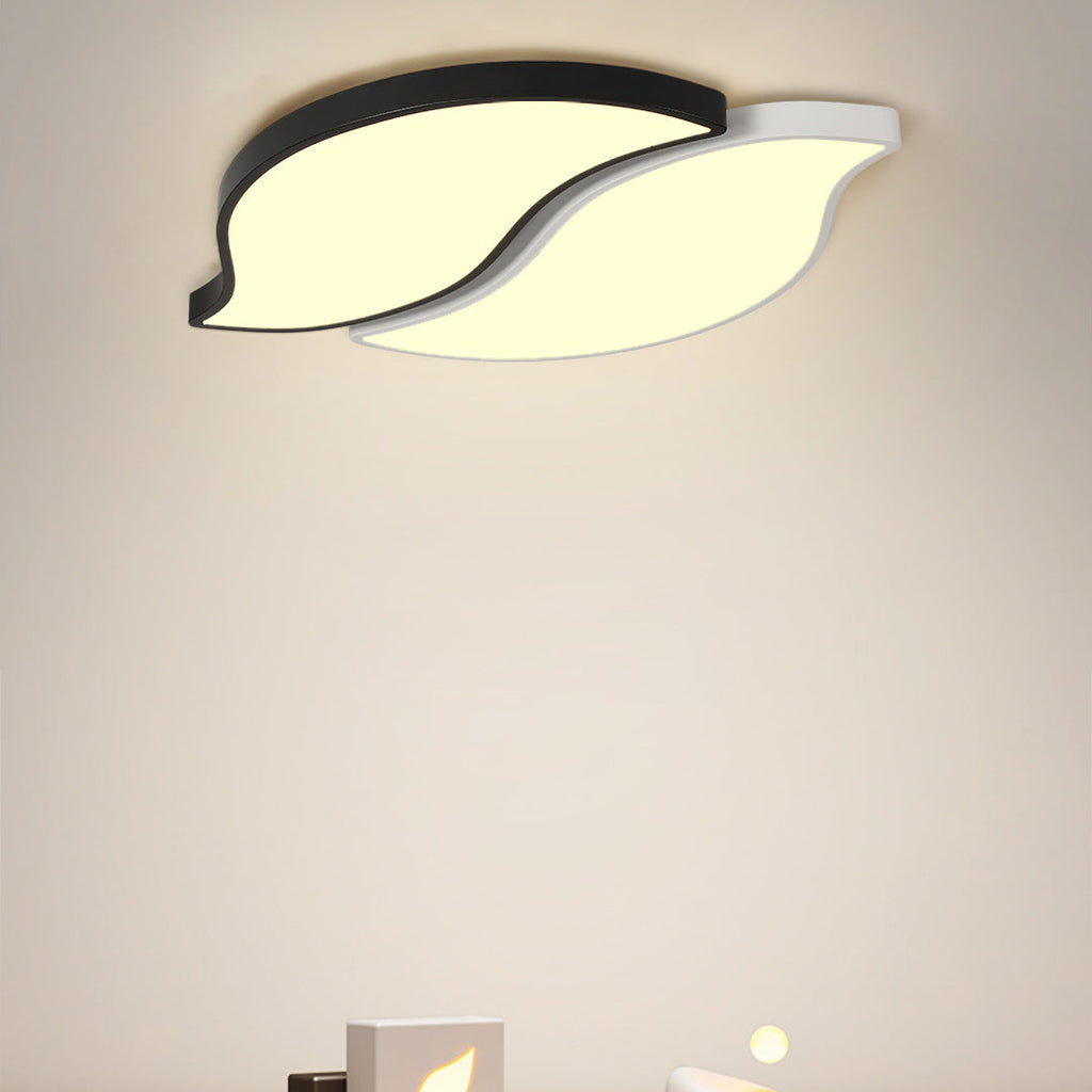 Contemporary Creative Leaves Stitching Acrylic Iron Lampshade LED Flush Mount Ceiling Light For Bedroom