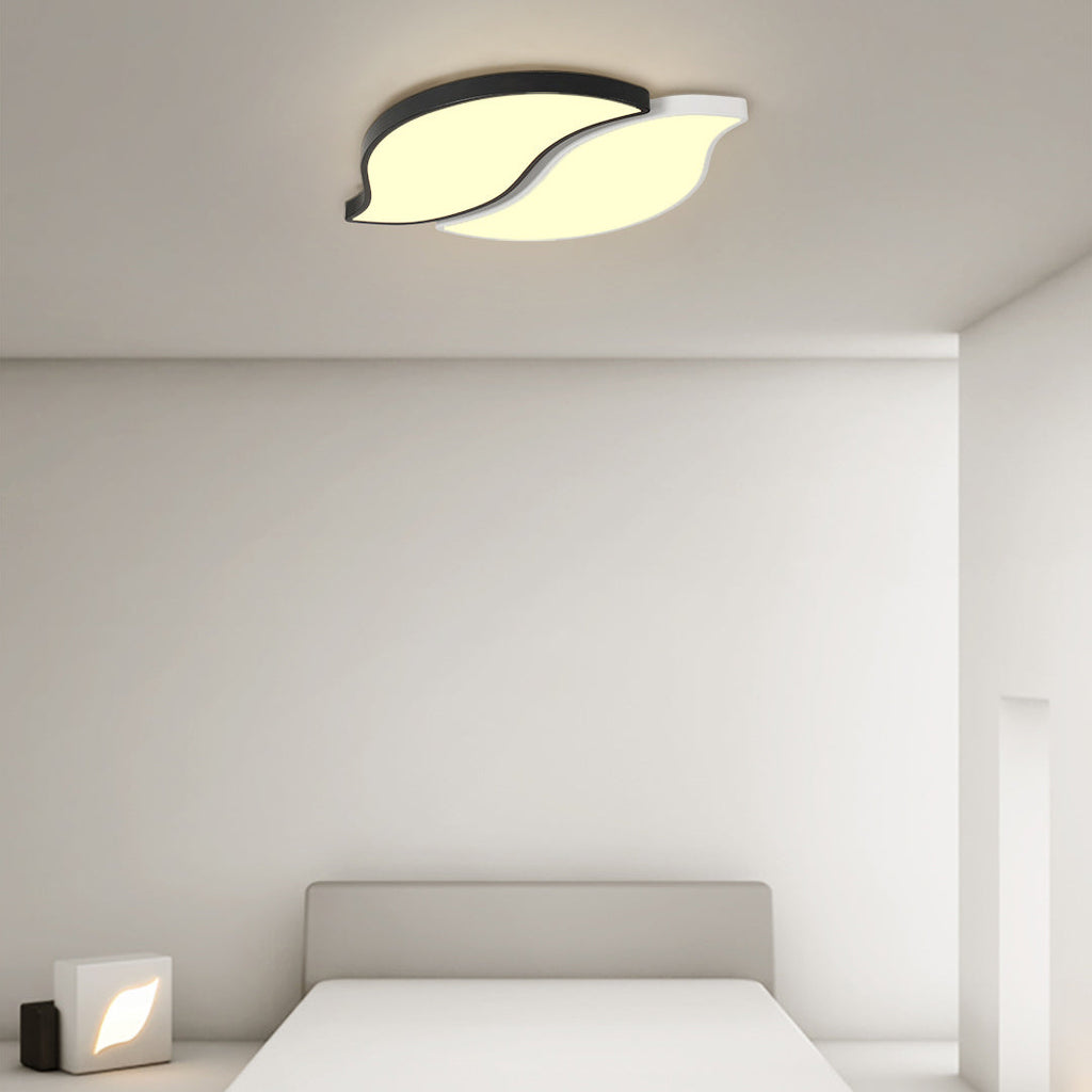 Contemporary Creative Leaves Stitching Acrylic Iron Lampshade LED Flush Mount Ceiling Light For Bedroom