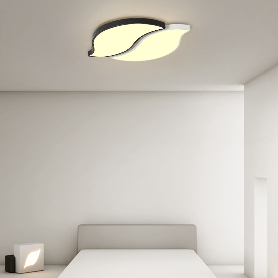 Contemporary Creative Leaves Stitching Acrylic Iron Lampshade LED Flush Mount Ceiling Light For Bedroom