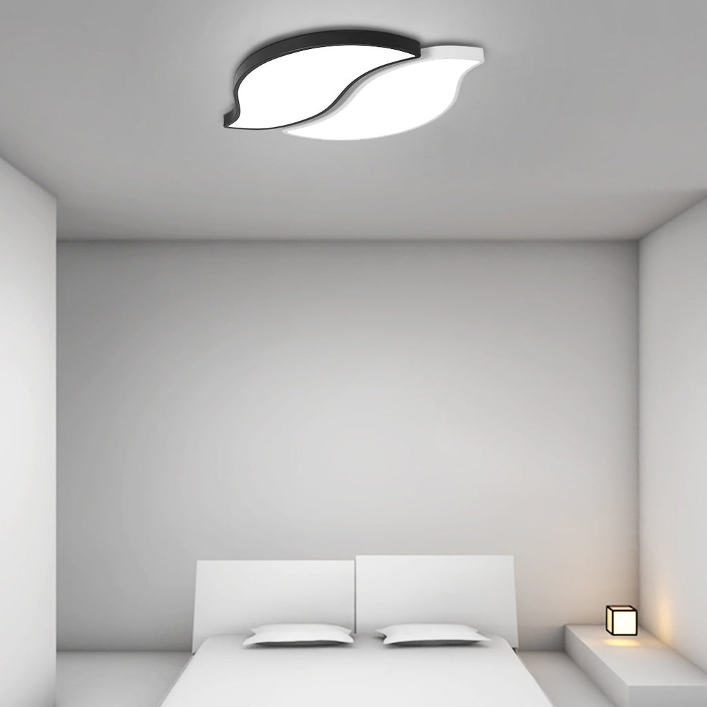 Contemporary Creative Leaves Stitching Acrylic Iron Lampshade LED Flush Mount Ceiling Light For Bedroom