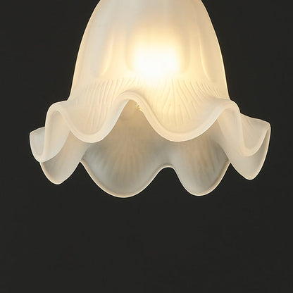 Traditional French Flower Brass Glass Lampshade 1 - Light Pendant Light For Living Room