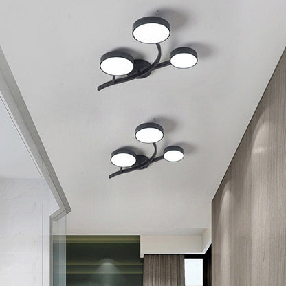 Contemporary Scandinavian Dome Tree Branch Acrylic Iron LED Semi-flush Mount Ceiling Light for Living Room
