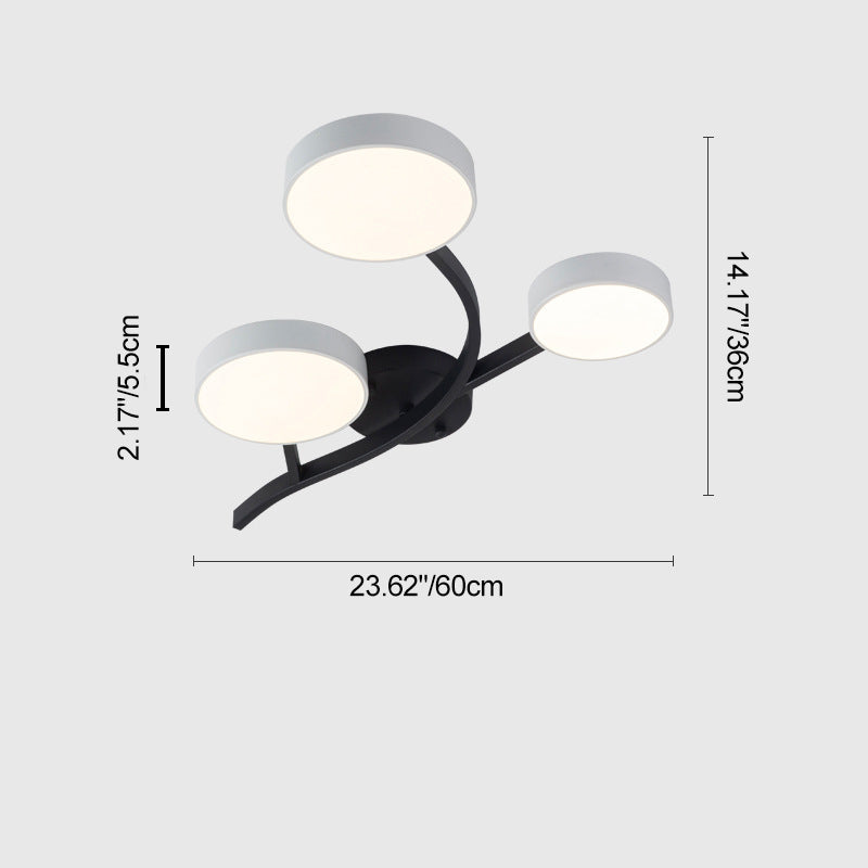 Contemporary Scandinavian Dome Tree Branch Acrylic Iron LED Semi-flush Mount Ceiling Light for Living Room