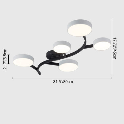 Contemporary Scandinavian Dome Tree Branch Acrylic Iron LED Semi-flush Mount Ceiling Light for Living Room