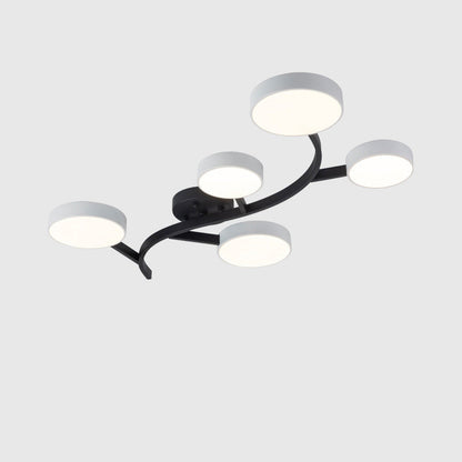 Contemporary Scandinavian Dome Tree Branch Acrylic Iron LED Semi-flush Mount Ceiling Light for Living Room
