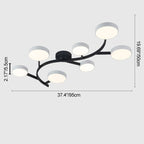 Contemporary Scandinavian Dome Tree Branch Acrylic Iron LED Semi-flush Mount Ceiling Light for Living Room