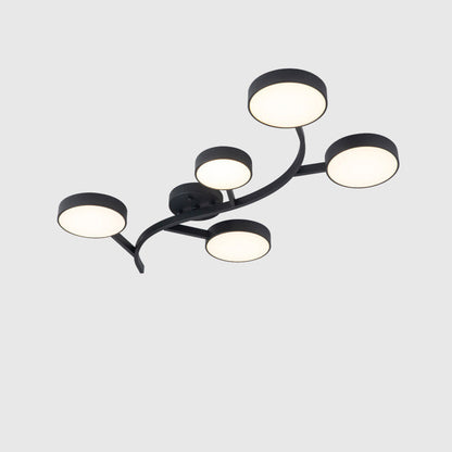 Contemporary Scandinavian Dome Tree Branch Acrylic Iron LED Semi-flush Mount Ceiling Light for Living Room