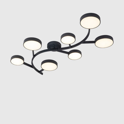 Contemporary Scandinavian Dome Tree Branch Acrylic Iron LED Semi-flush Mount Ceiling Light for Living Room