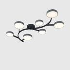 Contemporary Scandinavian Dome Tree Branch Acrylic Iron LED Semi-flush Mount Ceiling Light for Living Room