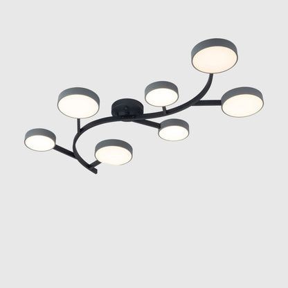 Contemporary Scandinavian Dome Tree Branch Acrylic Iron LED Semi-flush Mount Ceiling Light for Living Room
